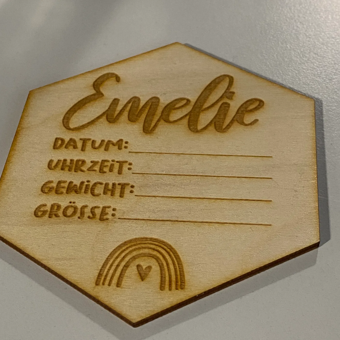 Geburtskärtchen aus Holz